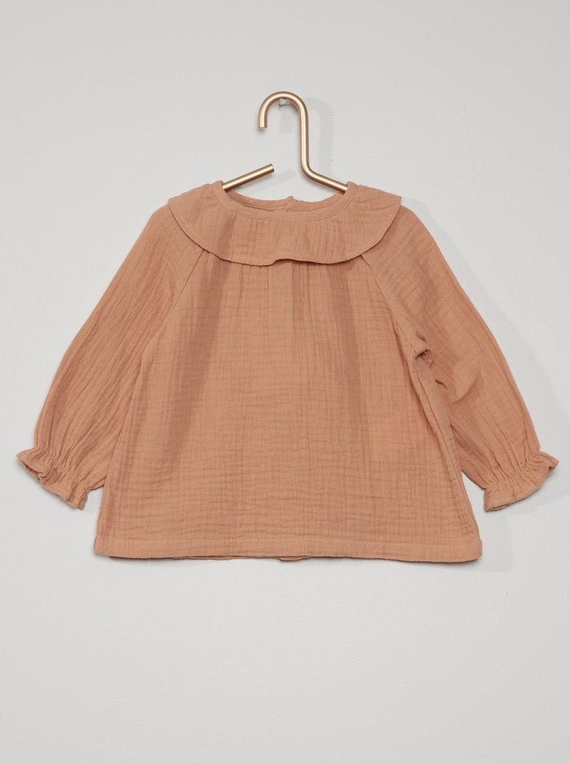 Blouse avec collerette rose - Kiabi