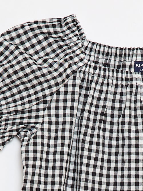 Blouse avec encolure et bas de manches élastiqués - Collection facile à enfiler - Kiabi