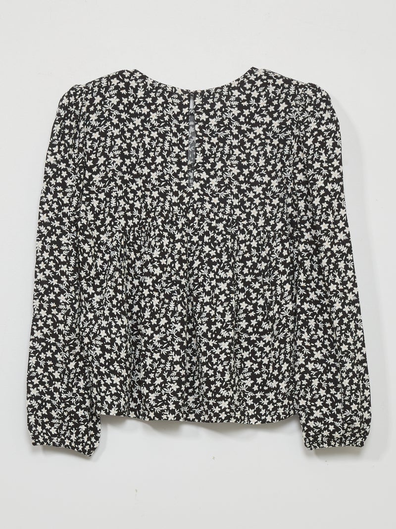 Blouse avec imprimé fleuri Noir - Kiabi