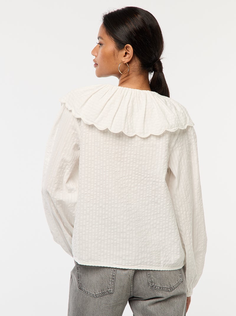 Blouse avec large col claudine Blanc - Kiabi