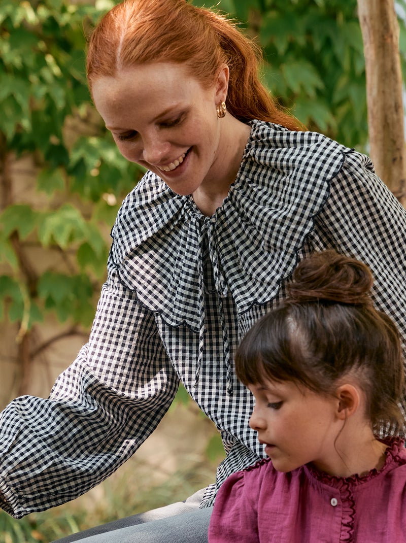 Blouse avec large col claudine Noir - Kiabi