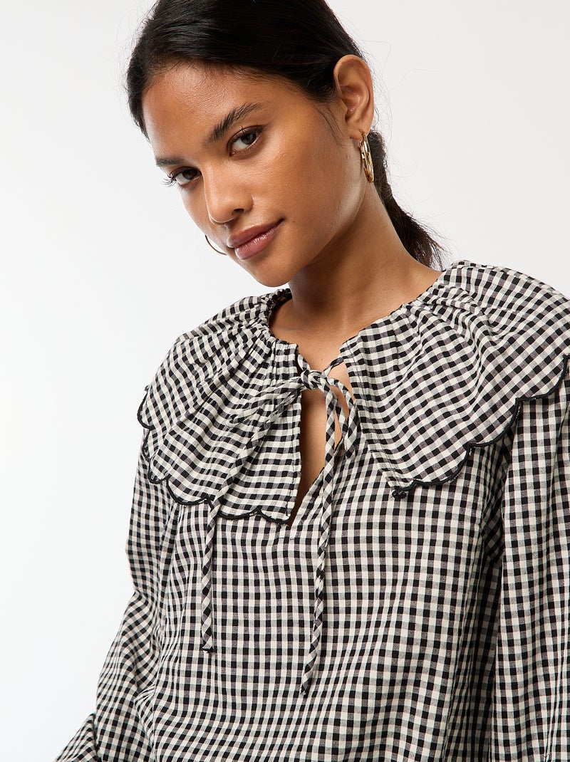 Blouse avec large col claudine Noir - Kiabi