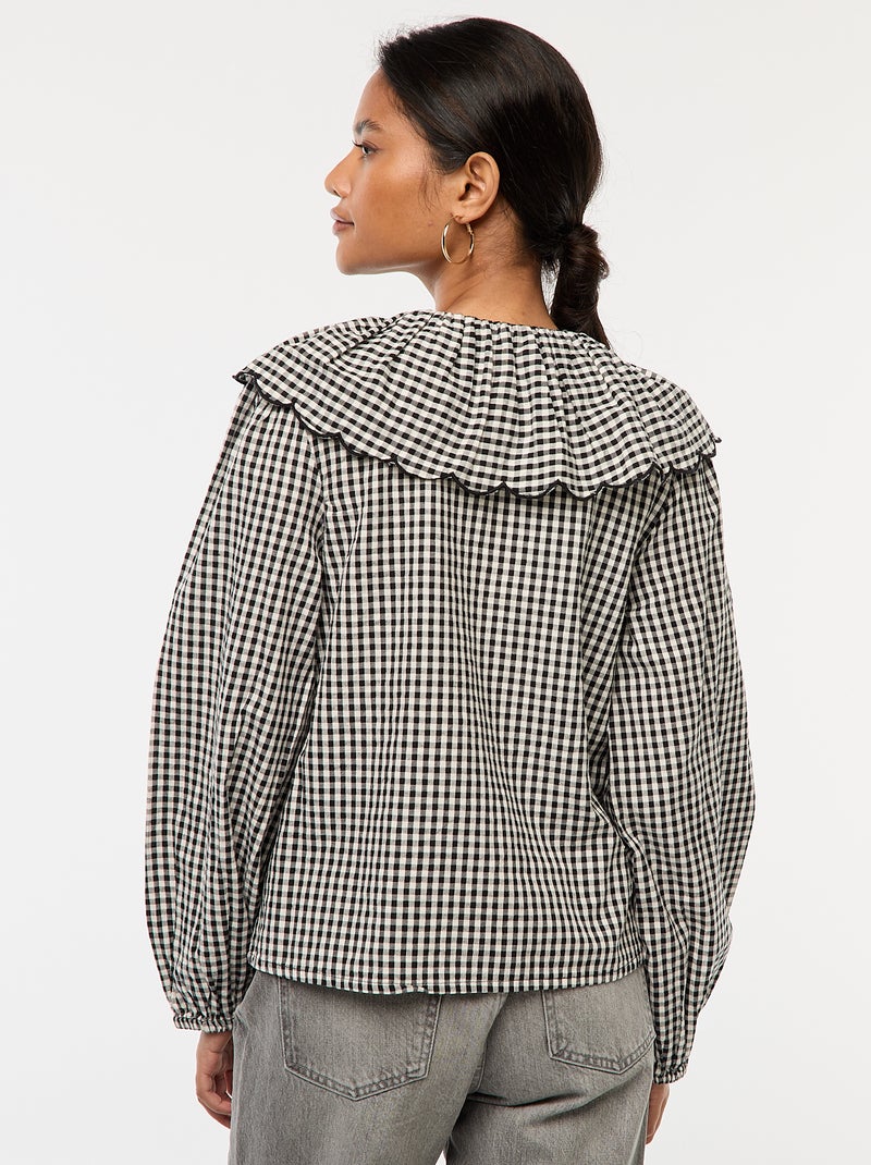 Blouse avec large col claudine Noir - Kiabi