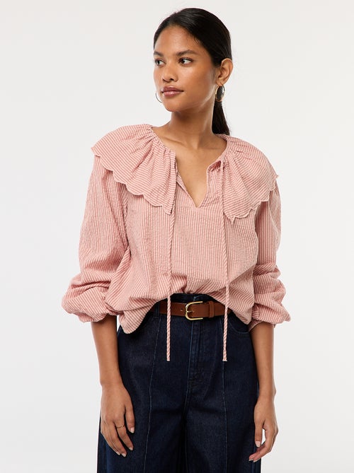 Blouse avec large col claudine - Kiabi