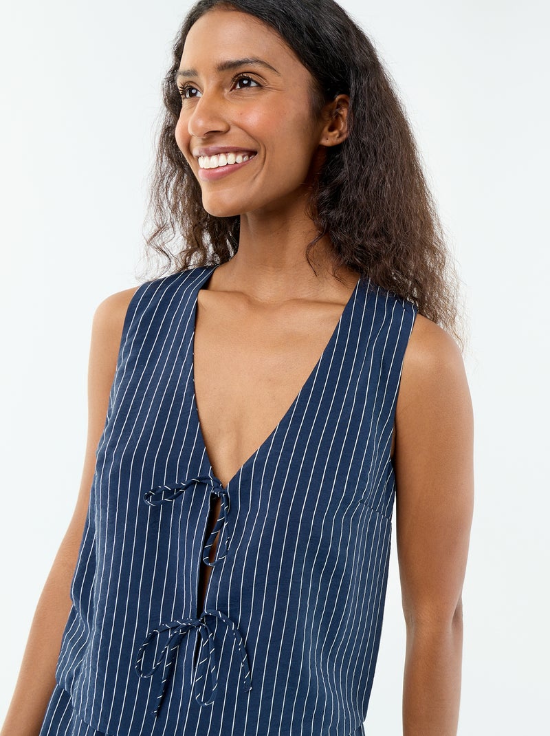 Blouse avec nœuds Bleu - Kiabi