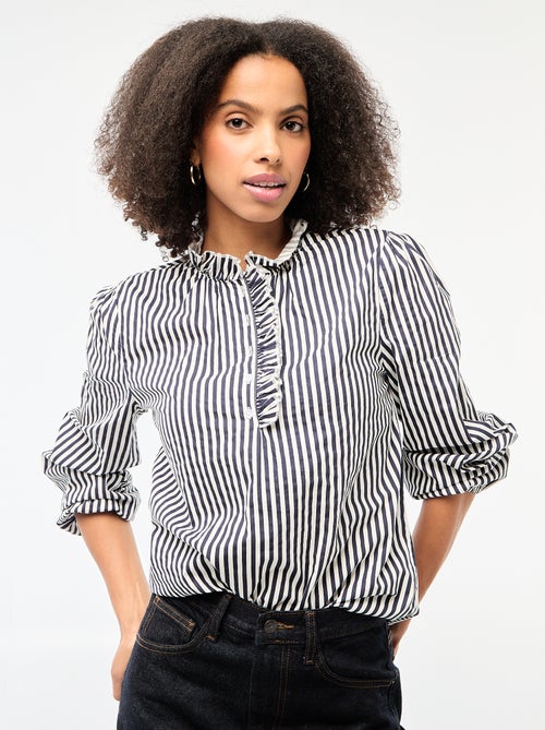 Blouse avec volants au col et à l'ouverture - Kiabi