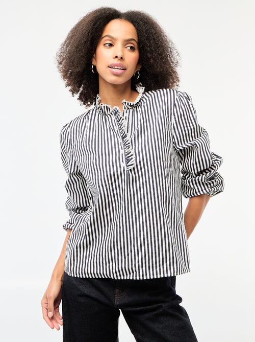 Blouse avec volants au col et à l'ouverture - Kiabi