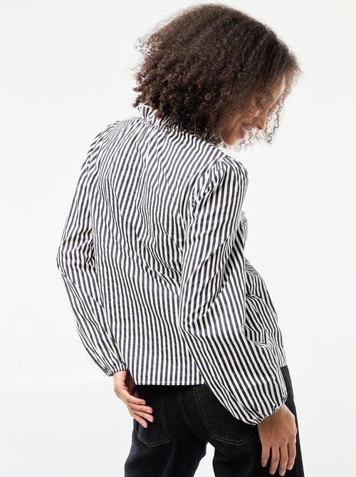 Blouse avec volants au col et à l'ouverture - Kiabi