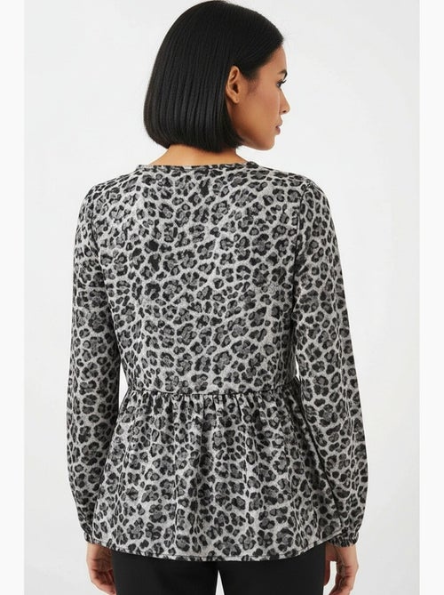 Blouse bedrukt chiffon lange mouw met bies bdart - Kiabi