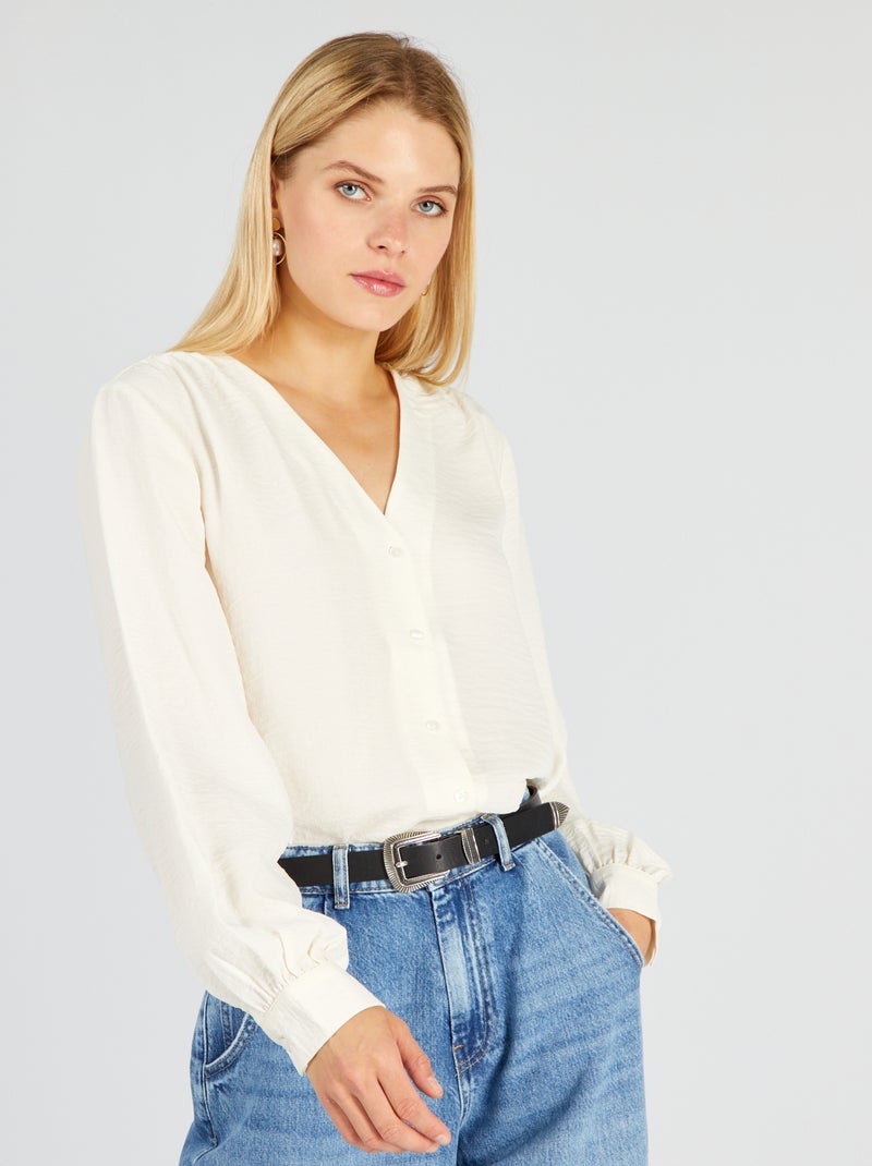 Blouse boutonnée Blanc cassé - Kiabi