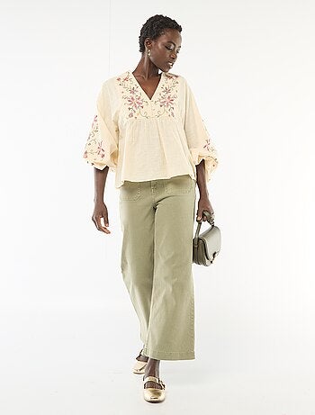 Blouse brodée à fleurs