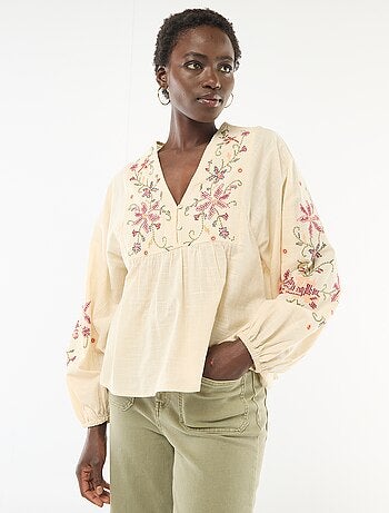 Blouse brodée à fleurs