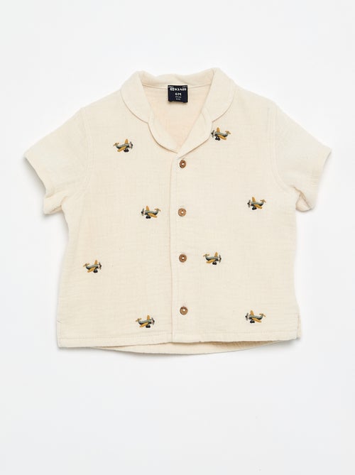 Blouse brodée en gaze de coton - Kiabi