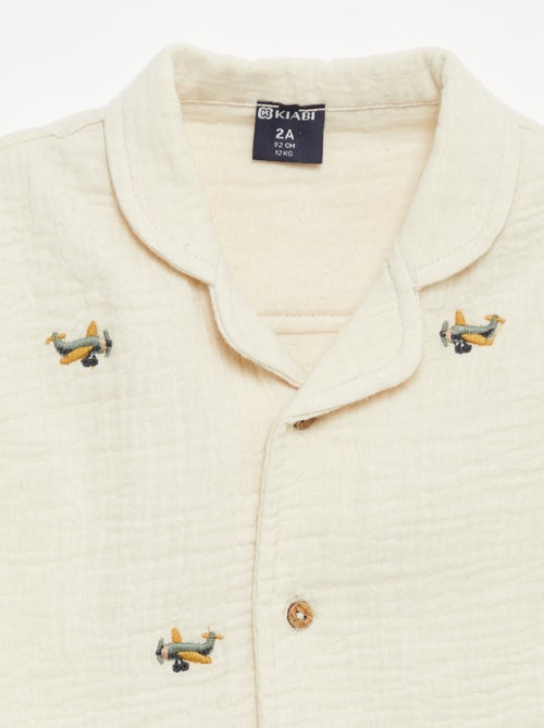 Blouse brodée en gaze de coton - Kiabi