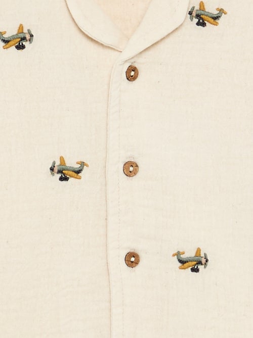 Blouse brodée en gaze de coton - Kiabi