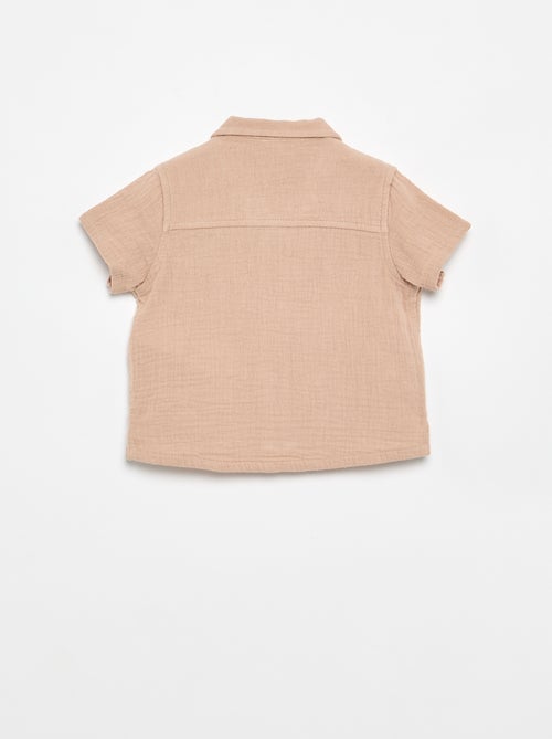 Blouse brodée en gaze de coton - Kiabi