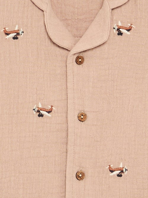 Blouse brodée en gaze de coton - Kiabi