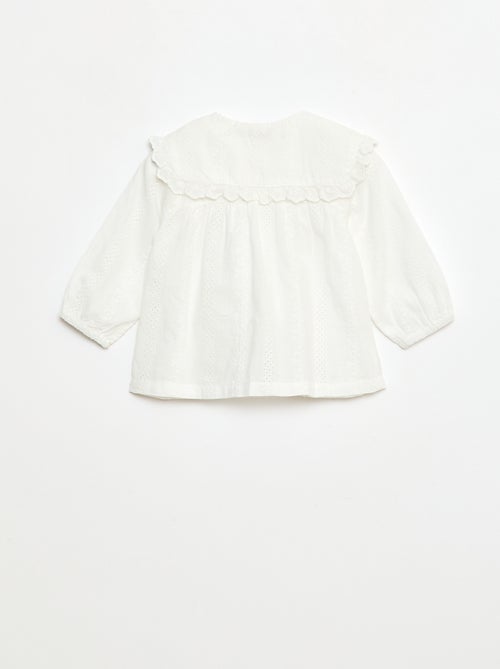 Blouse broderie anglaise en coton uni - Kiabi