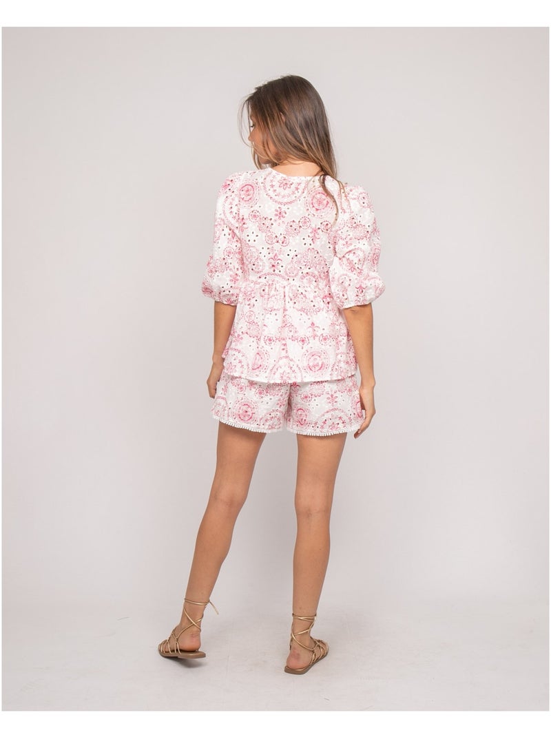 Blouse broderie OCTANA Rose - Kiabi
