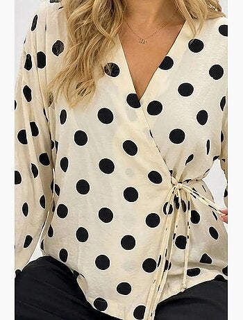 Blouse cache-cœur à pois avec lien bdart