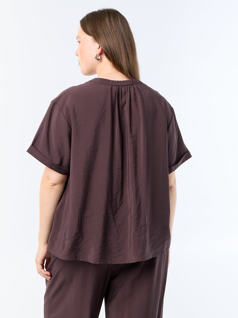 Blouse caftan en viscose fluide Marron - Kiabi