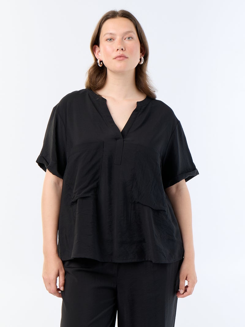 Blouse caftan en viscose fluide Noir - Kiabi