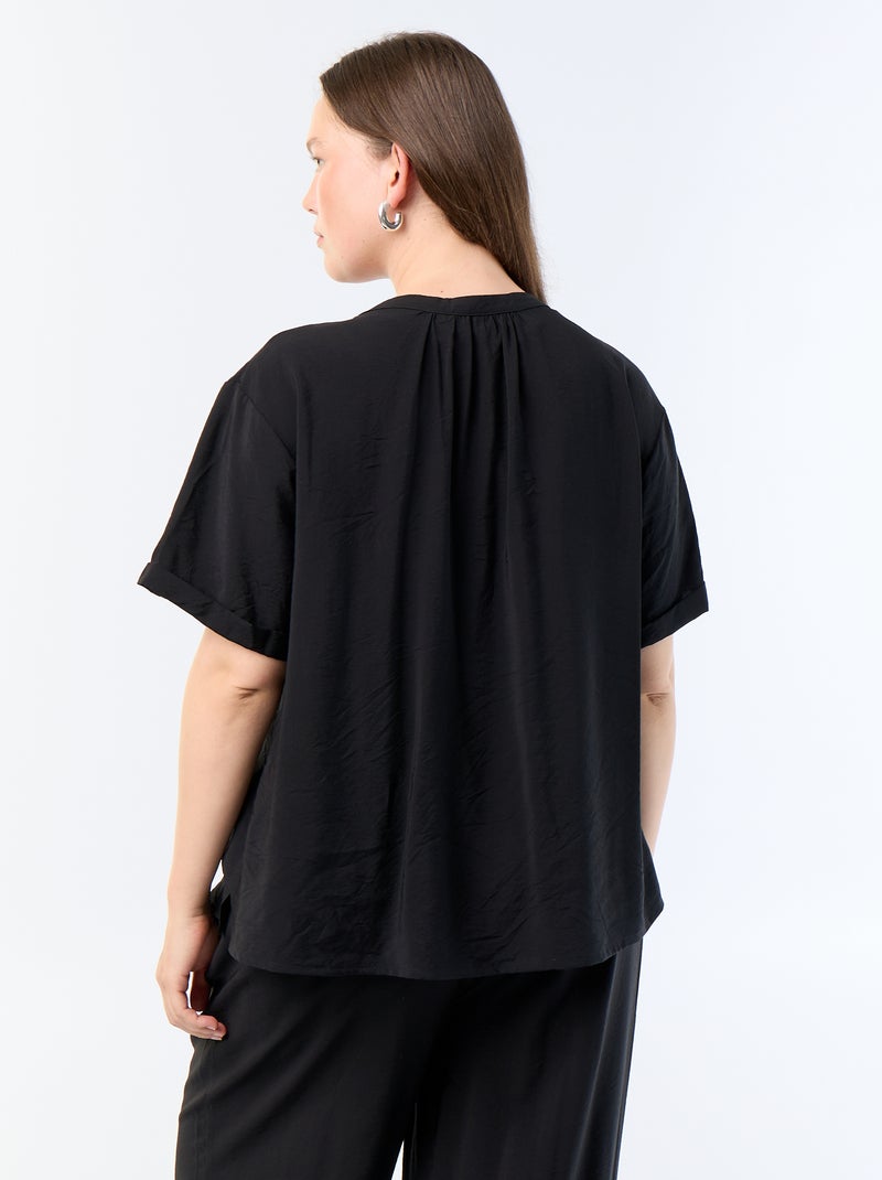 Blouse caftan en viscose fluide Noir - Kiabi