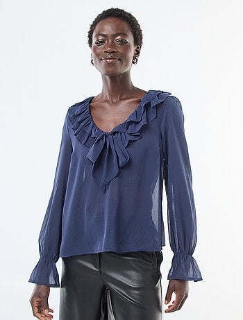 Blouse cavalière en voile transparent
