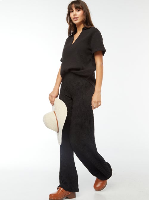 Blouse col polo en maille crêpe - Kiabi