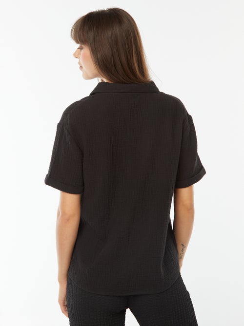 Blouse col polo en maille crêpe - Kiabi