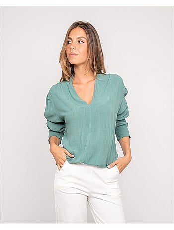 Blouse col v lurex OZAME