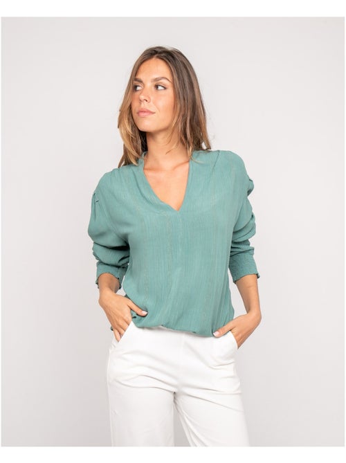 Blouse col v lurex OZAME - Kiabi