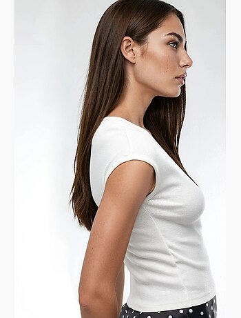 Blouse côtelée à col v busem