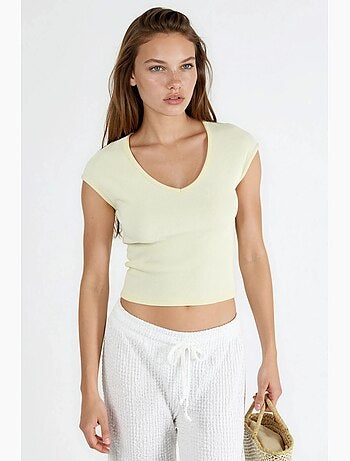 Blouse côtelée à col v busem