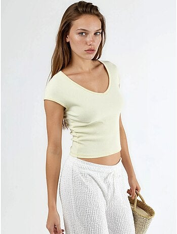 Blouse côtelée à col v busem