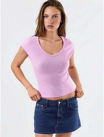 Blouse côtelée à col v busem