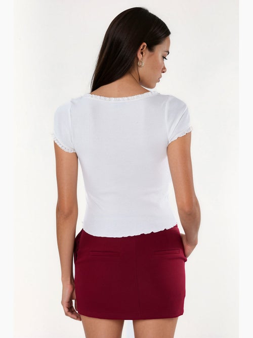 Blouse côtelée à encolure en u coupe slim busem - Kiabi
