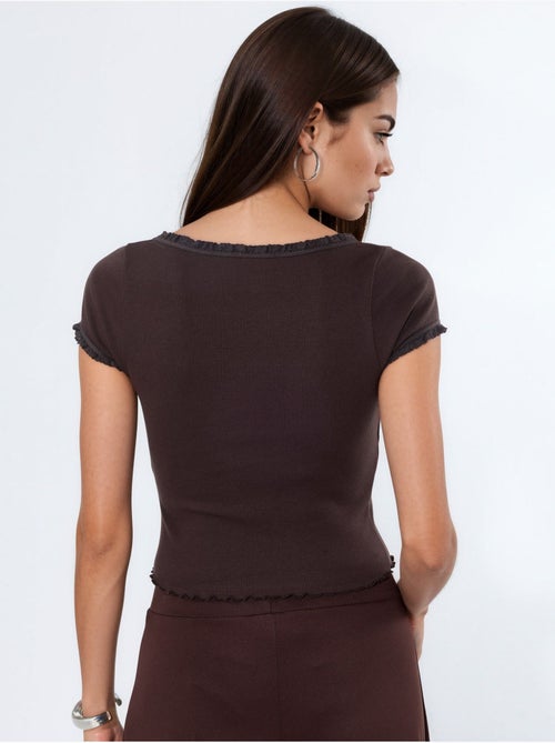 Blouse côtelée à encolure en u coupe slim busem - Kiabi