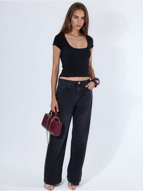 Blouse côtelée à encolure en u coupe slim busem - Kiabi