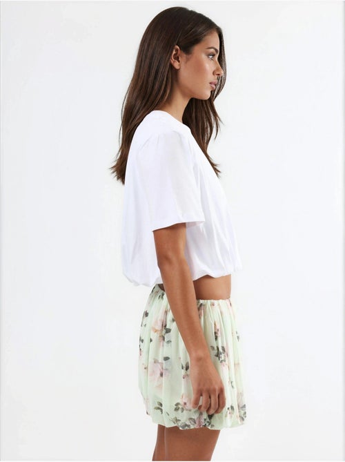 Blouse courte à col rond avec élastique busem - Kiabi