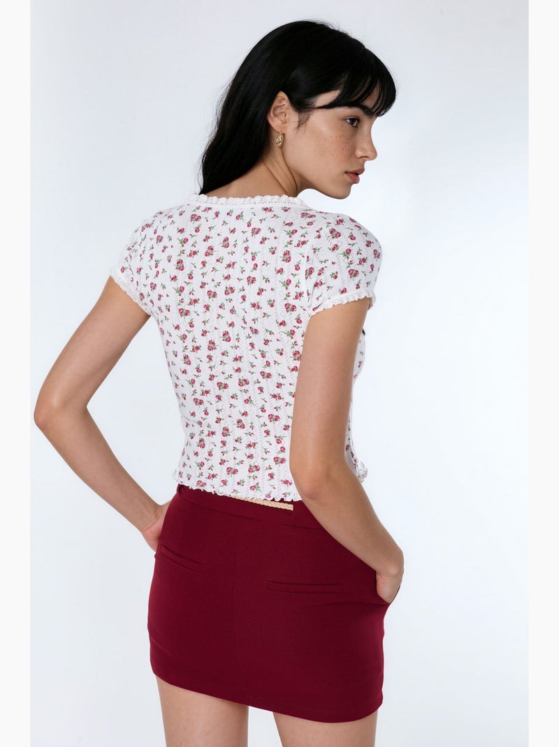 Blouse courte à encolure en u à fleurs avec volants busem Multicolore - Kiabi