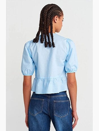 Blouse courte femme avec détail nœud dilvin