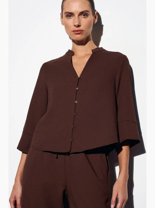 Blouse crêpe mao kraag dilvin - Kiabi