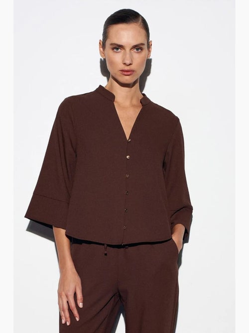 Blouse crêpe mao kraag dilvin - Kiabi