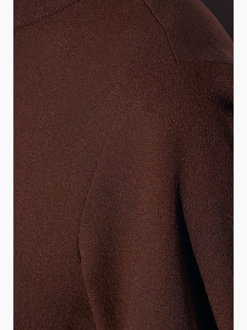 Blouse crêpe mao kraag dilvin Chocoladebruin - Kiabi