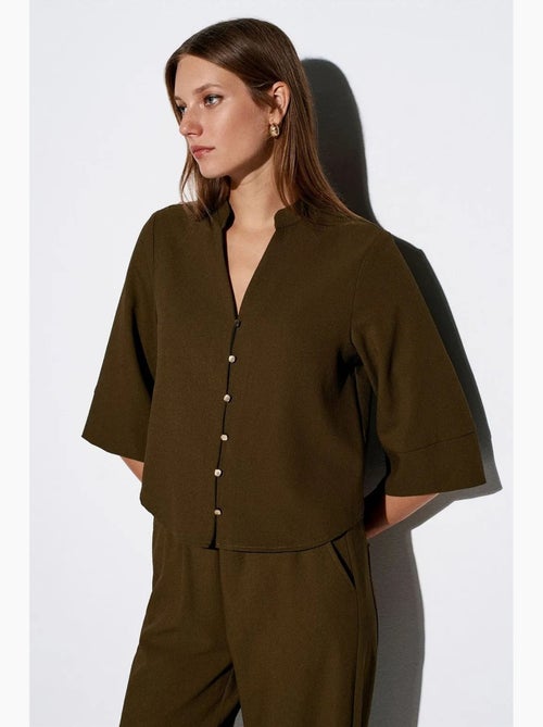 Blouse crêpe mao kraag dilvin - Kiabi