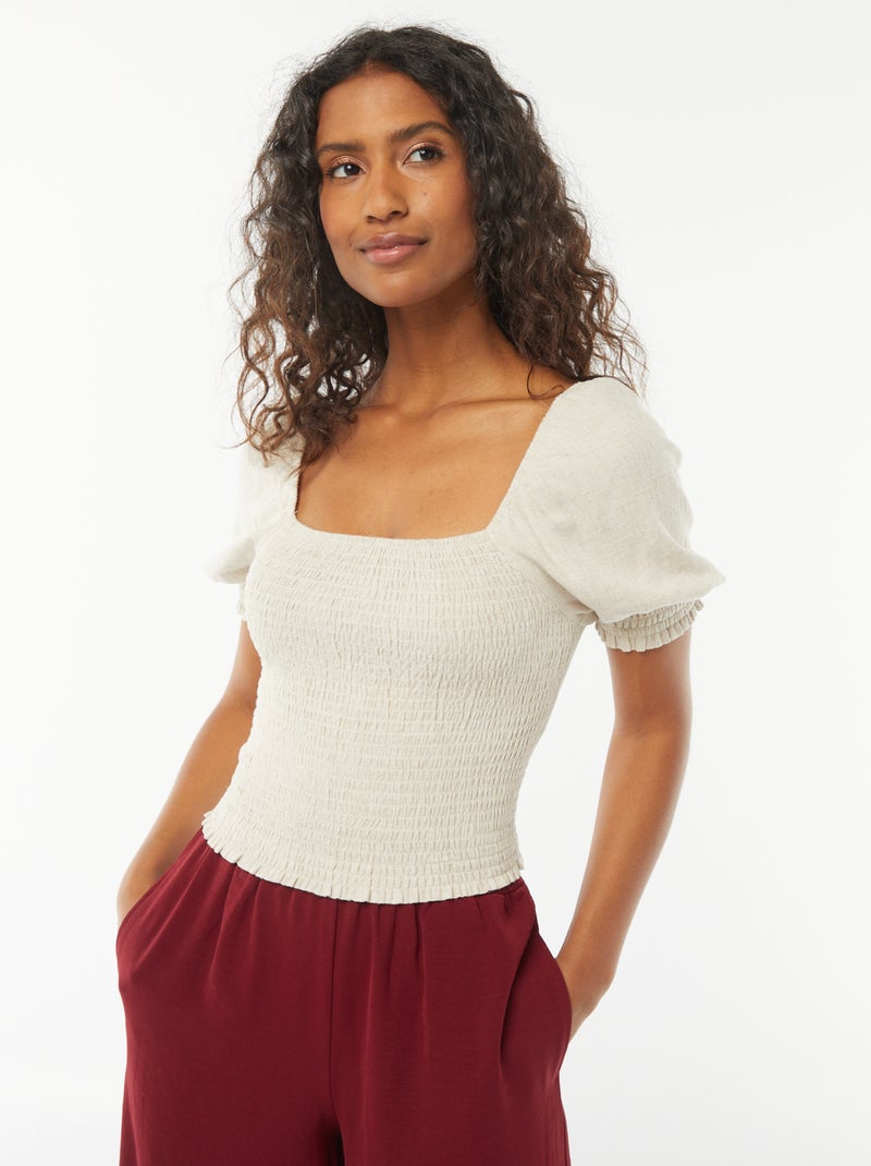 Blouse crop à manches courtes Blanc - Kiabi