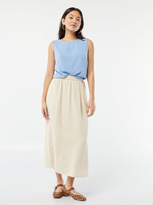 Blouse crop en lin mélangé - Kiabi