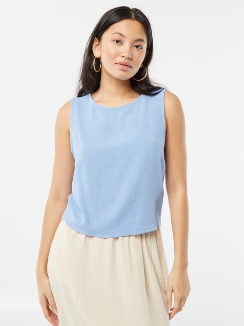 Blouse crop en lin mélangé - Kiabi