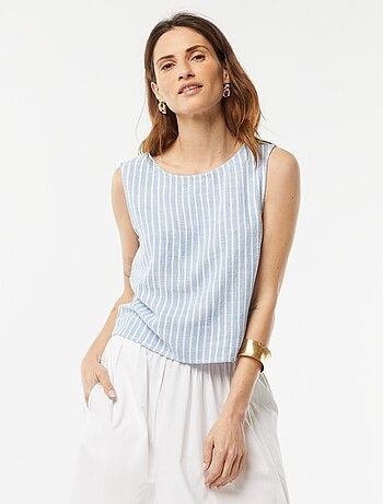 Blouse crop en lin mélangé